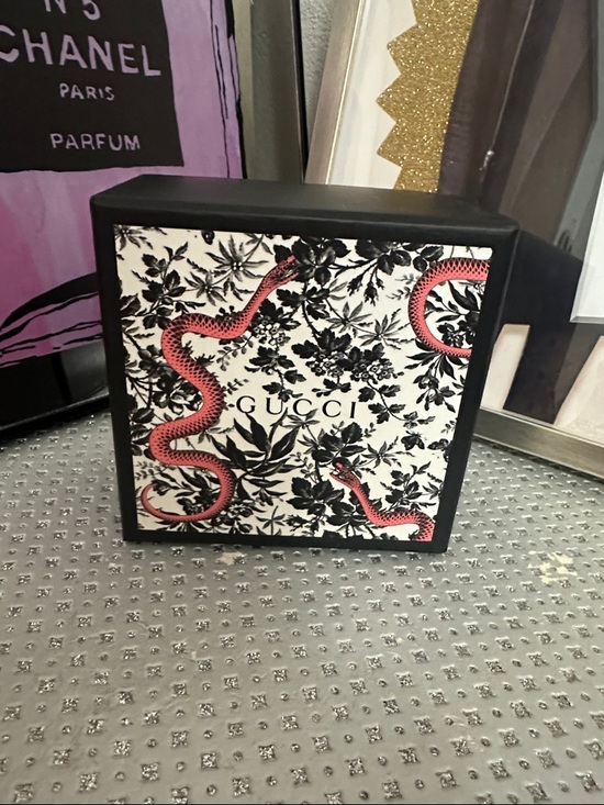 Gucci Other - Gucci Black and White Decorative Box and dust bag with Pink Snake Motif